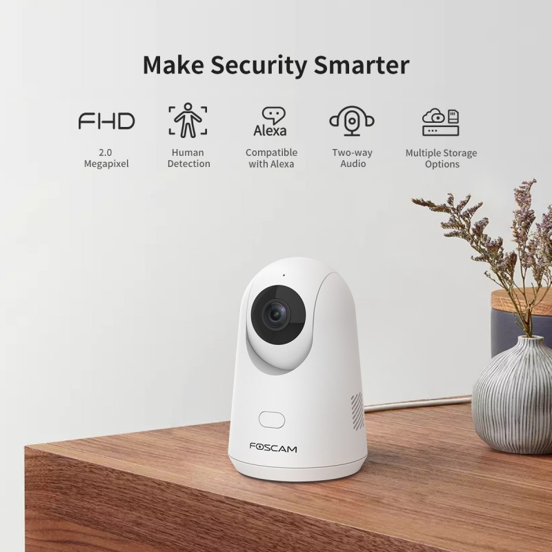 Foscam X2 Cámara IP WiFi , P/T Seguridad con detección humana AI. Compatible con Alexa y Google
